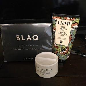 Blaq, LXMI and Cosmedix skincare bundle.